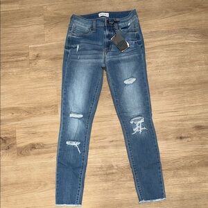 Studio Blue Distressed high rise ankle Skinny Jeans
